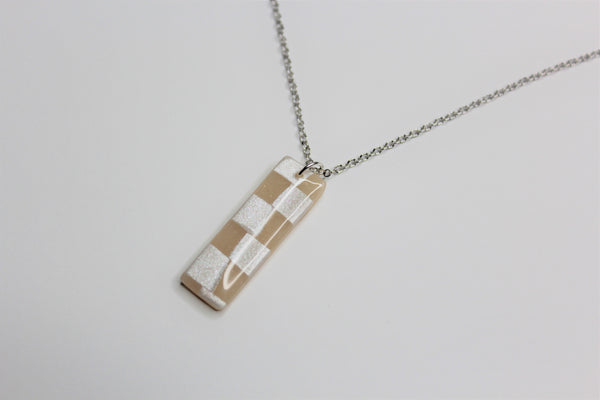 White Checkered Necklace